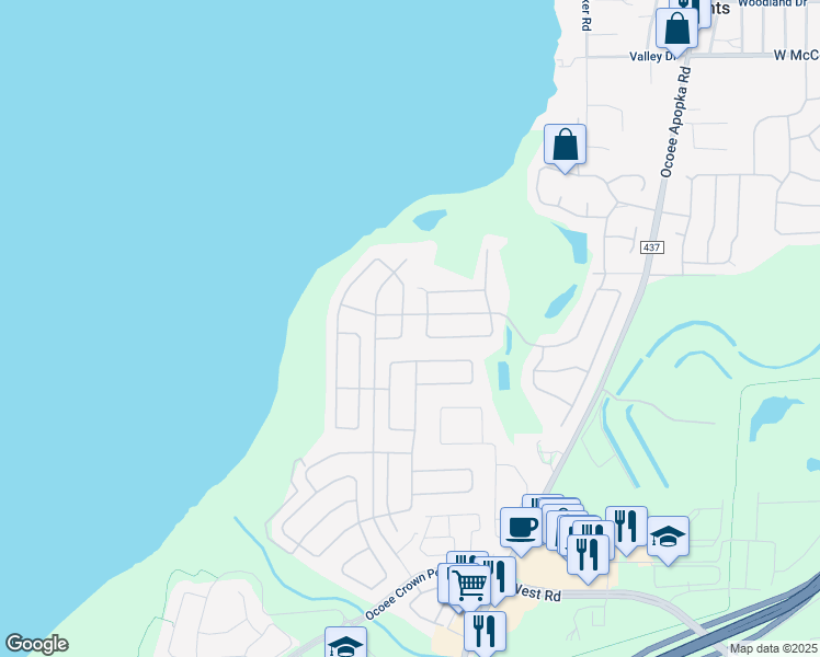 map of restaurants, bars, coffee shops, grocery stores, and more near 817 Torgiano Drive in Ocoee