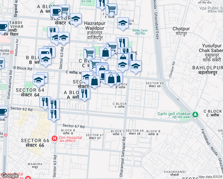 map of restaurants, bars, coffee shops, grocery stores, and more near in Noida