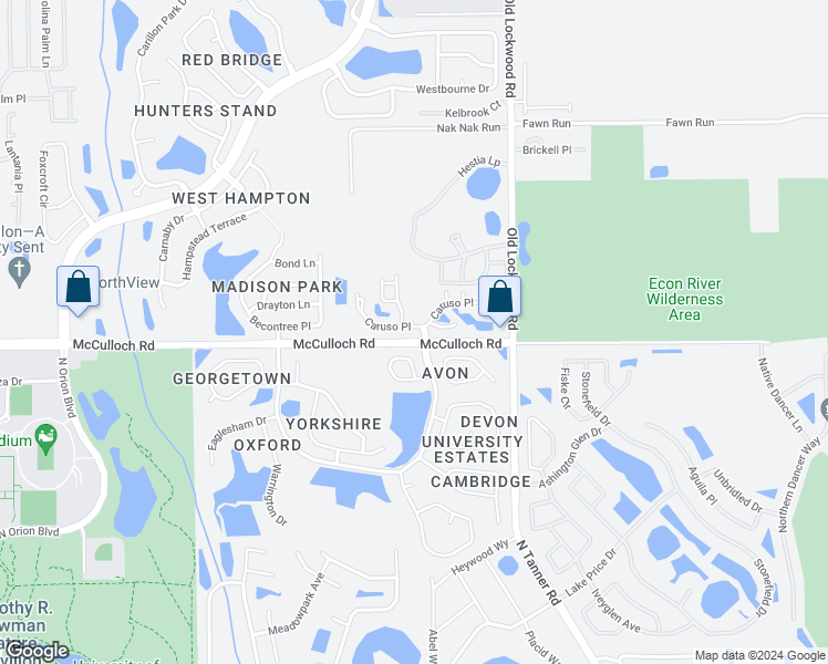 map of restaurants, bars, coffee shops, grocery stores, and more near 3491 Caruso Place in Oviedo