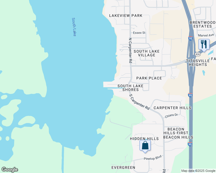 map of restaurants, bars, coffee shops, grocery stores, and more near 4225 Tiwa Lane in Titusville