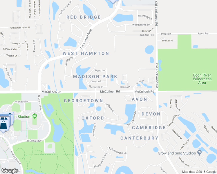 map of restaurants, bars, coffee shops, grocery stores, and more near 3692 Becontree Place in Oviedo
