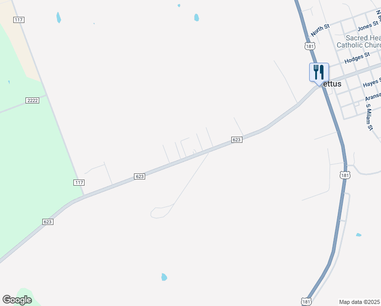 map of restaurants, bars, coffee shops, grocery stores, and more near 626 Farm to Market 623 in Beeville