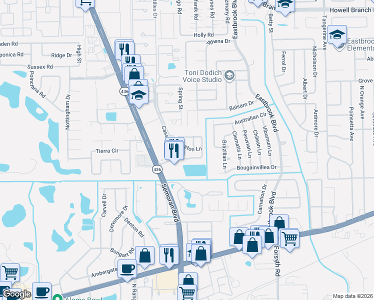 map of restaurants, bars, coffee shops, grocery stores, and more near 1809 Blaine Terrace in Winter Park