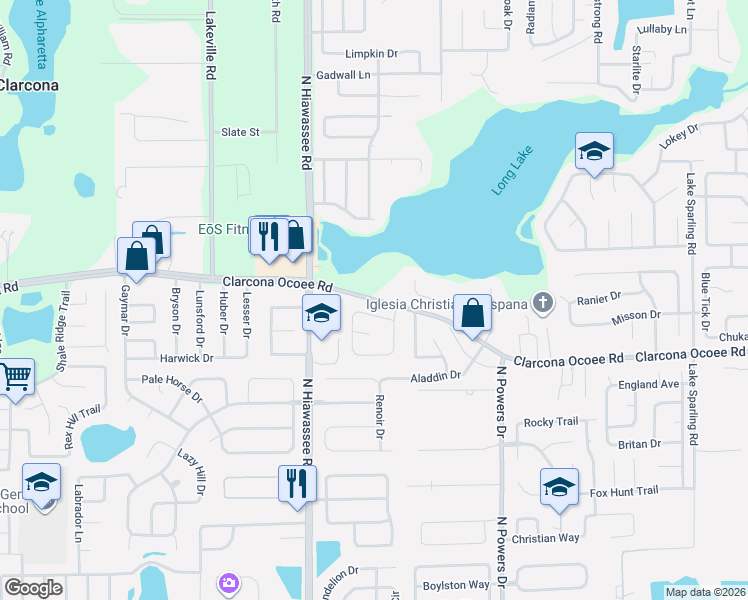 map of restaurants, bars, coffee shops, grocery stores, and more near 5664 Breckenridge Circle in Orlando