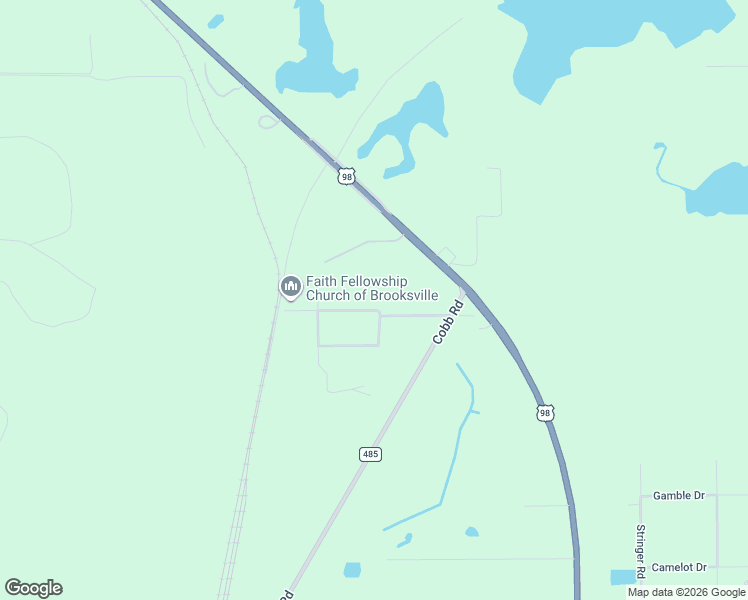 map of restaurants, bars, coffee shops, grocery stores, and more near 19338 Campground Road in Brooksville