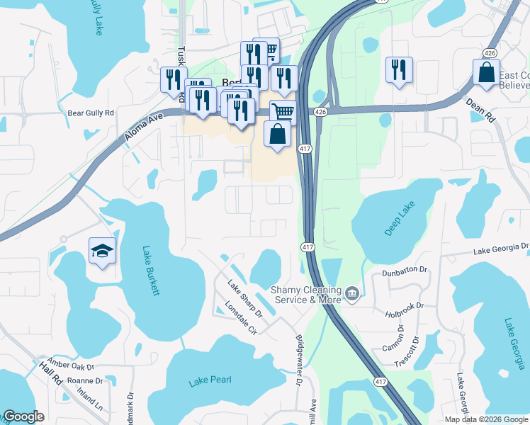 map of restaurants, bars, coffee shops, grocery stores, and more near 4861 Echo Court in Oviedo