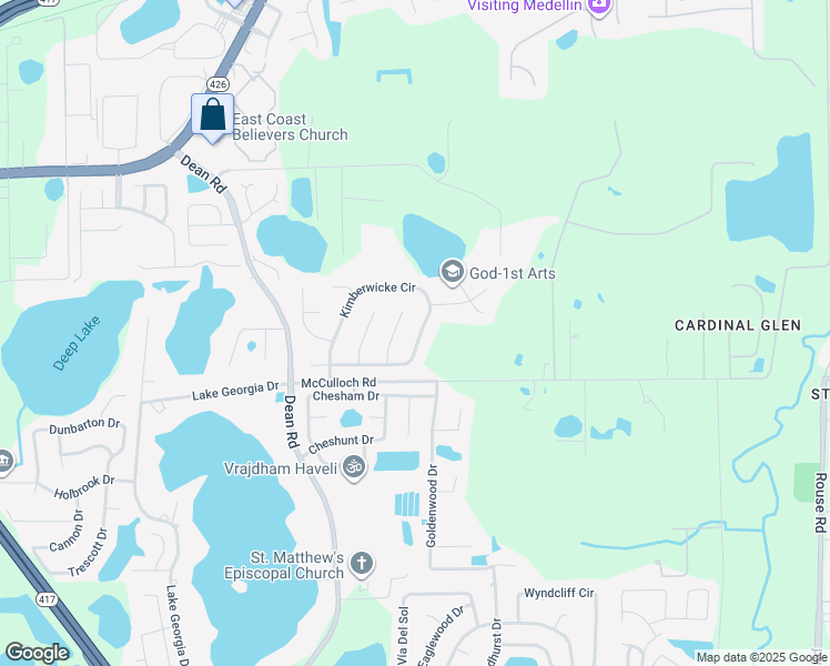 map of restaurants, bars, coffee shops, grocery stores, and more near 4191 Vixen Court in Oviedo