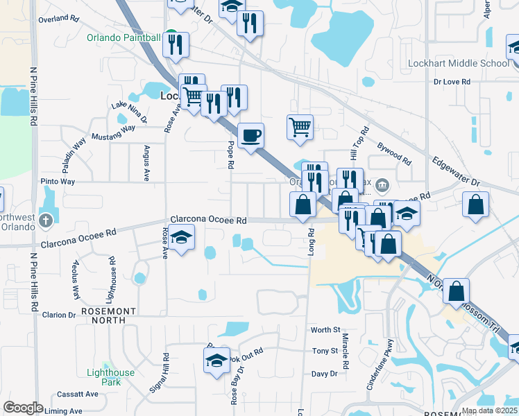map of restaurants, bars, coffee shops, grocery stores, and more near 5217 Vatican Avenue in Orlando