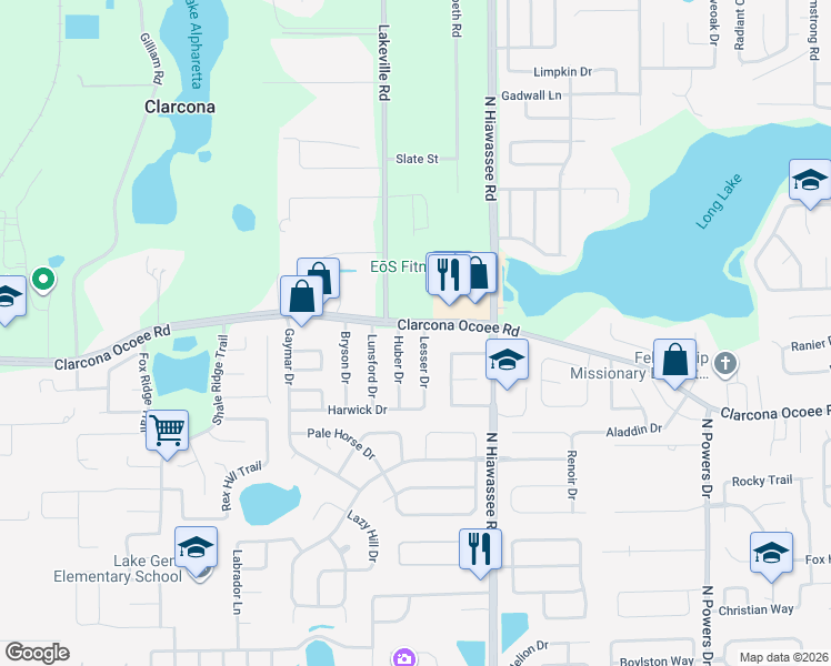map of restaurants, bars, coffee shops, grocery stores, and more near 7075 Clarcona Ocoee Road in Orlando
