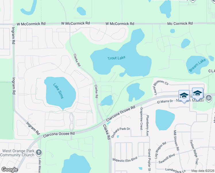 map of restaurants, bars, coffee shops, grocery stores, and more near 3050 Timber Hawk Circle in Ocoee