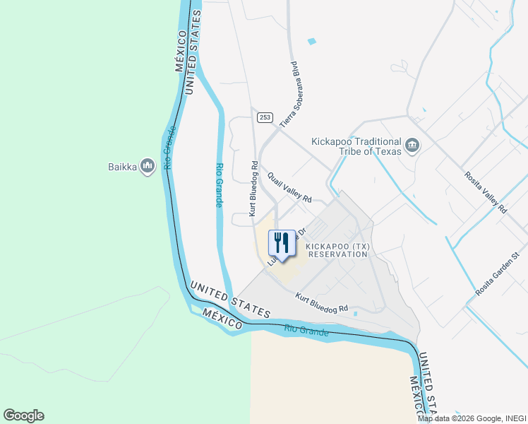 map of restaurants, bars, coffee shops, grocery stores, and more near 104 Grass Valley Road in Eagle Pass