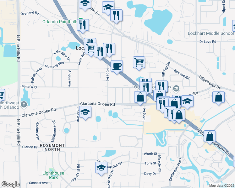 map of restaurants, bars, coffee shops, grocery stores, and more near 5217 Vatican Avenue in Orlando