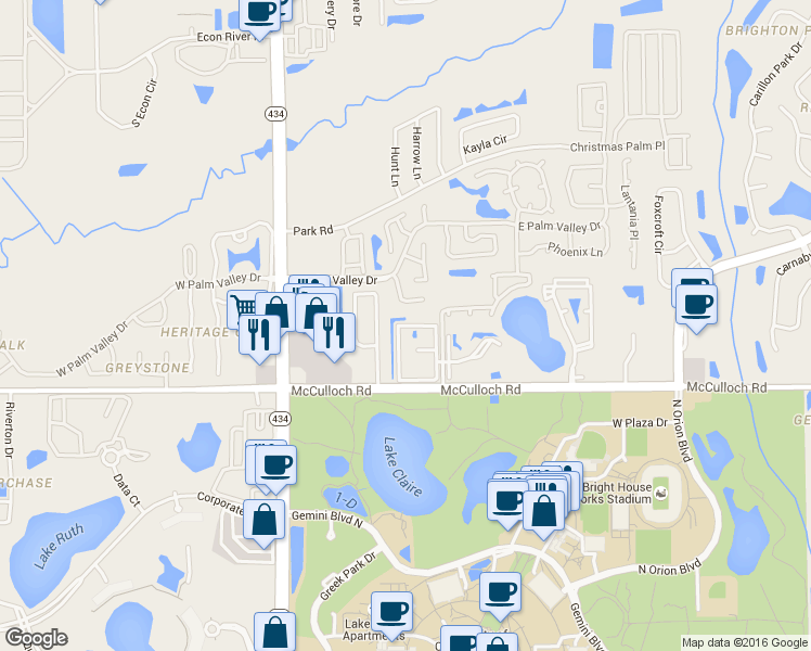 map of restaurants, bars, coffee shops, grocery stores, and more near 4260 Spoleto Circle in Oviedo