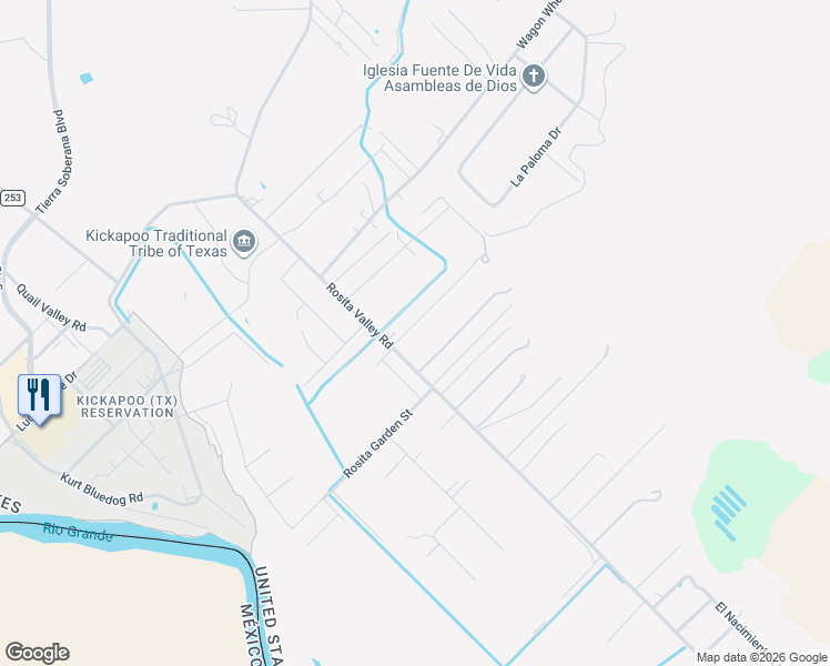 map of restaurants, bars, coffee shops, grocery stores, and more near 2689 Rosita Valley Road in Eagle Pass