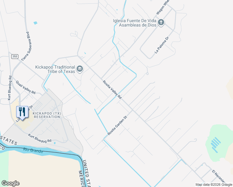 map of restaurants, bars, coffee shops, grocery stores, and more near 2689 Rosita Valley Road in Eagle Pass