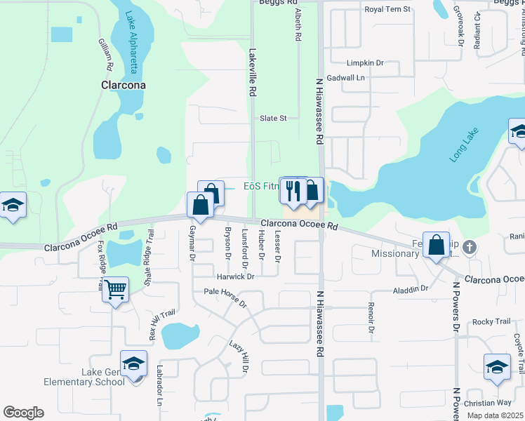 map of restaurants, bars, coffee shops, grocery stores, and more near 5767 Lakeville Road in Orlando