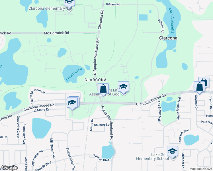 map of restaurants, bars, coffee shops, grocery stores, and more near 5719 North Apopka Vineland Road in Orlando
