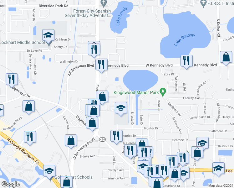 map of restaurants, bars, coffee shops, grocery stores, and more near 6312 Lake Weston Point Lane in Lockhart