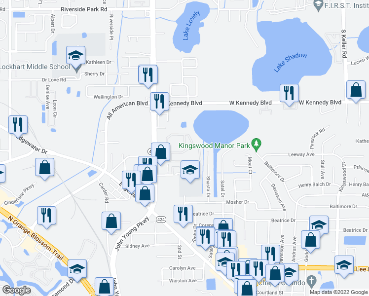 map of restaurants, bars, coffee shops, grocery stores, and more near 6312 Lake Weston Point Lane in Lockhart