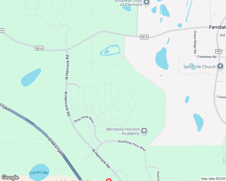 map of restaurants, bars, coffee shops, grocery stores, and more near 14321 Rock N Roll Road in Clermont