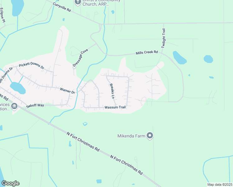 map of restaurants, bars, coffee shops, grocery stores, and more near 2204 Breaks Lane in Chuluota