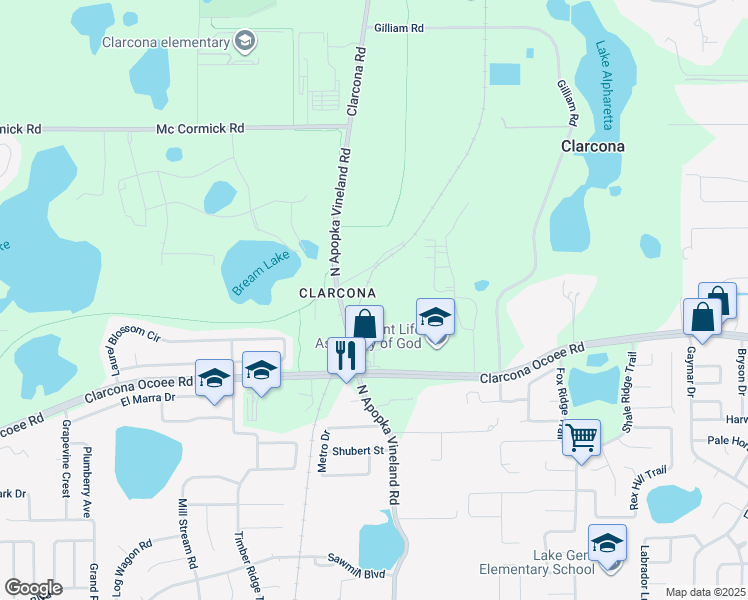 map of restaurants, bars, coffee shops, grocery stores, and more near 5719 North Apopka Vineland Road in Orlando