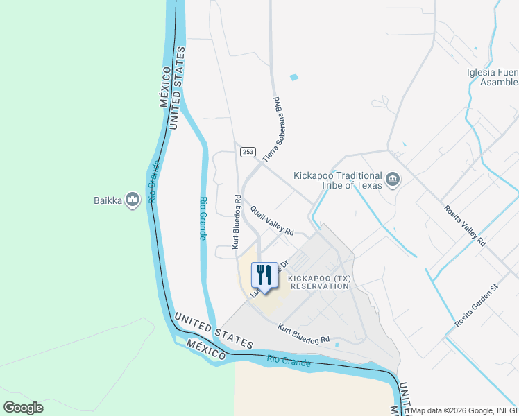 map of restaurants, bars, coffee shops, grocery stores, and more near 224 Quail Valley Road in Eagle Pass