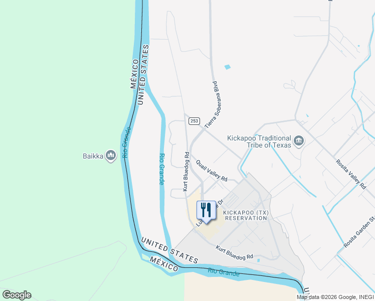 map of restaurants, bars, coffee shops, grocery stores, and more near Tierra Soberana Boulevard in Eagle Pass