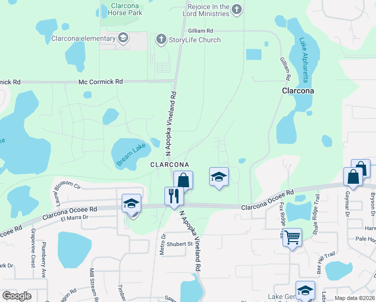 map of restaurants, bars, coffee shops, grocery stores, and more near 5789 North Apopka Vineland Road in Orlando