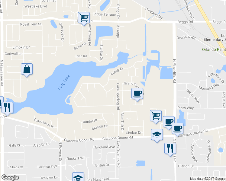 map of restaurants, bars, coffee shops, grocery stores, and more near 6022 Brookhill Court in Orlando