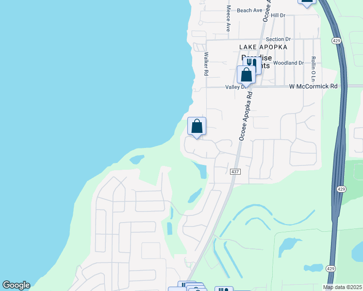 map of restaurants, bars, coffee shops, grocery stores, and more near 303 Beacon Pointe Drive in Ocoee