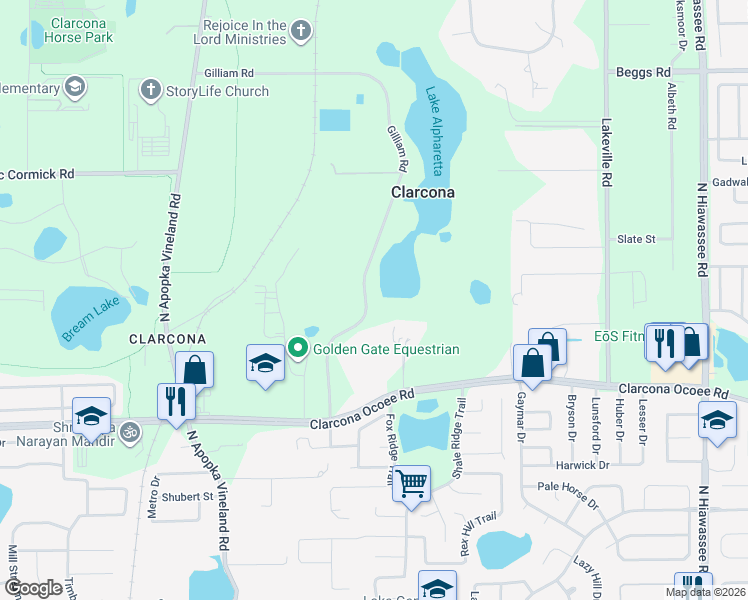 map of restaurants, bars, coffee shops, grocery stores, and more near 5815 Gilliam Road in Orlando