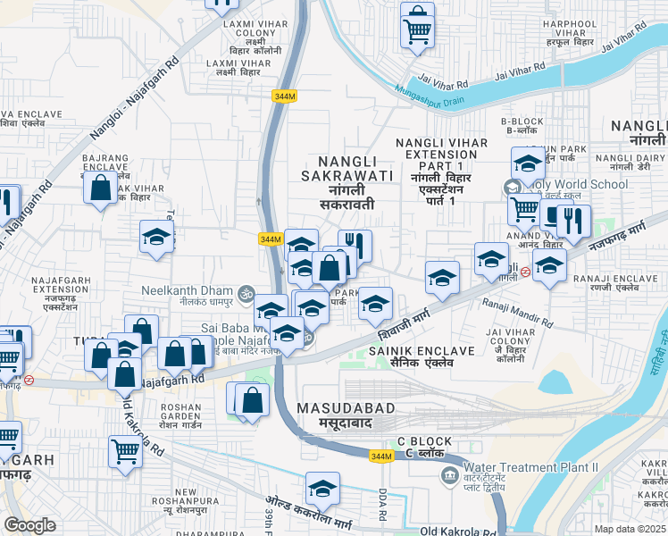 map of restaurants, bars, coffee shops, grocery stores, and more near in New Delhi