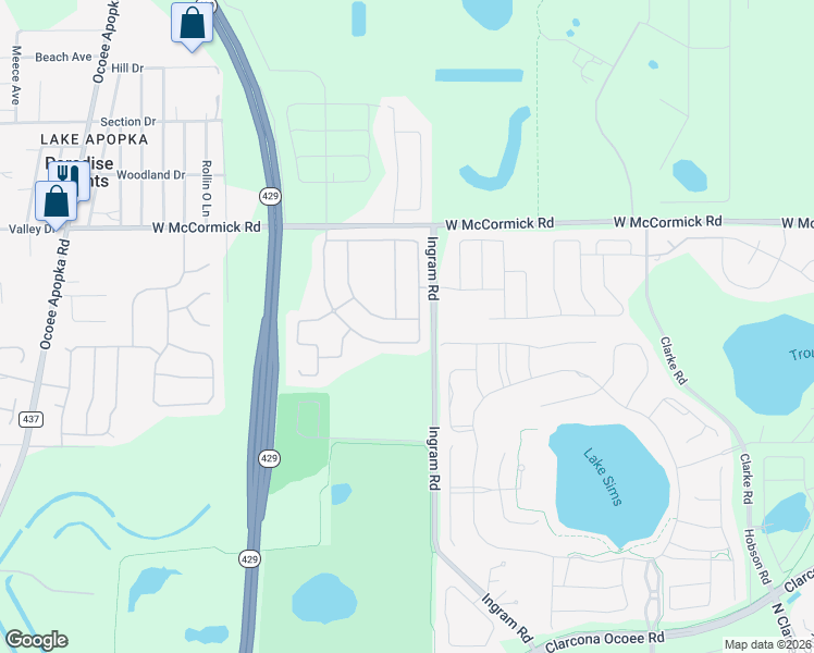 map of restaurants, bars, coffee shops, grocery stores, and more near 847 Ayden Oak Ln in Ocoee