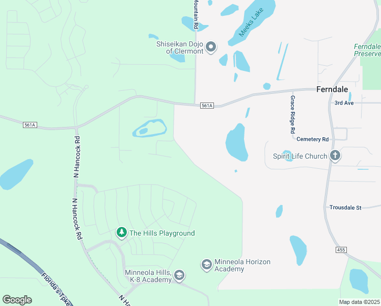 map of restaurants, bars, coffee shops, grocery stores, and more near 18652 Triple East Road in Clermont