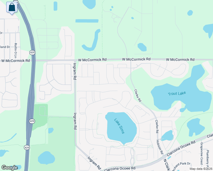map of restaurants, bars, coffee shops, grocery stores, and more near 1143 Garrett Gilliam Drive in Ocoee