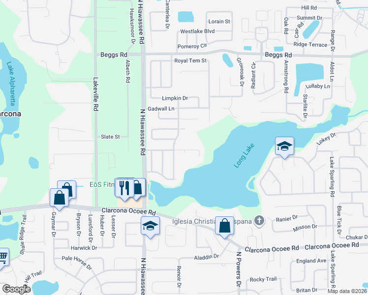 map of restaurants, bars, coffee shops, grocery stores, and more near 6809 Crescent Ridge Road in Orlando