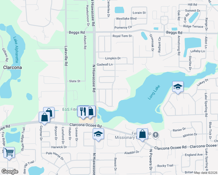 map of restaurants, bars, coffee shops, grocery stores, and more near 6911 Crescent Ridge Road in Orlando