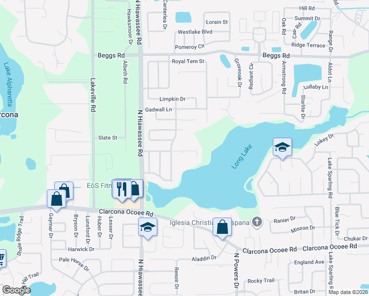 map of restaurants, bars, coffee shops, grocery stores, and more near 6809 Crescent Ridge Road in Orlando