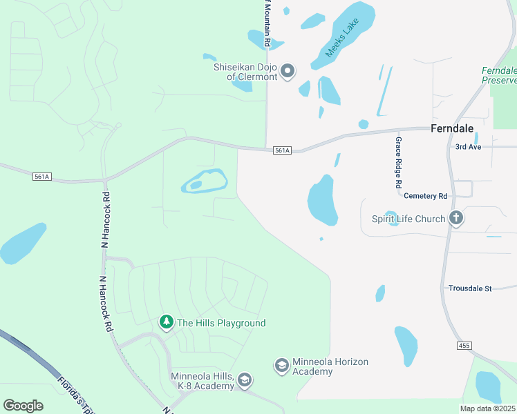map of restaurants, bars, coffee shops, grocery stores, and more near 18652 Triple East Road in Clermont