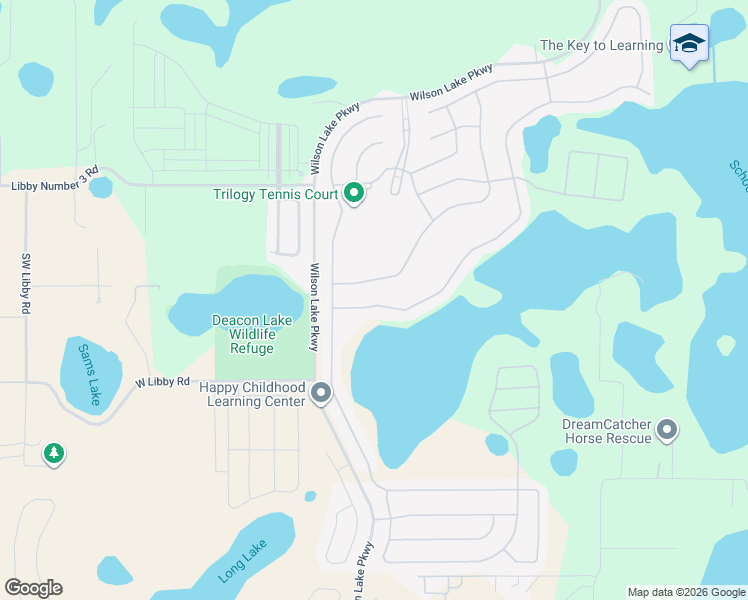 map of restaurants, bars, coffee shops, grocery stores, and more near 96 Bayou Bend Road in Groveland