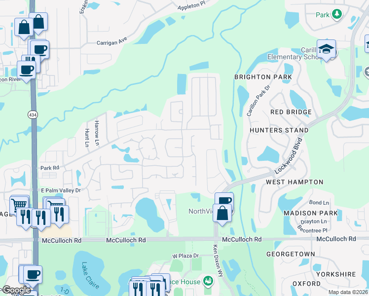 map of restaurants, bars, coffee shops, grocery stores, and more near 872 Date Palm Court in Oviedo