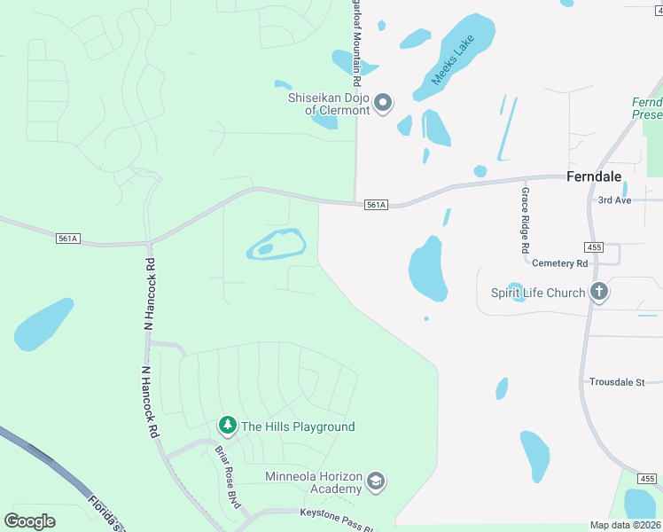 map of restaurants, bars, coffee shops, grocery stores, and more near 18720 Triple East Road in Clermont