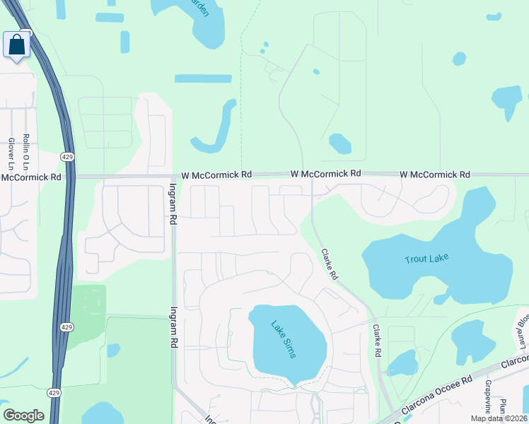 map of restaurants, bars, coffee shops, grocery stores, and more near 3590 Gretchen Drive in Ocoee