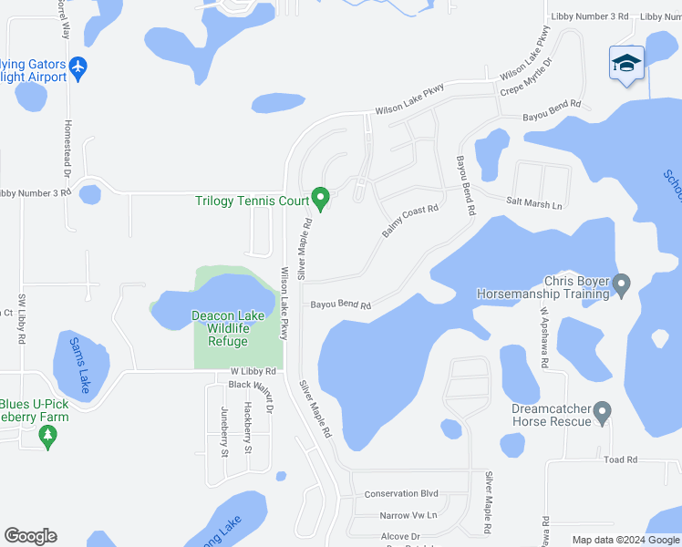map of restaurants, bars, coffee shops, grocery stores, and more near 111 Balmy Coast Road in Groveland