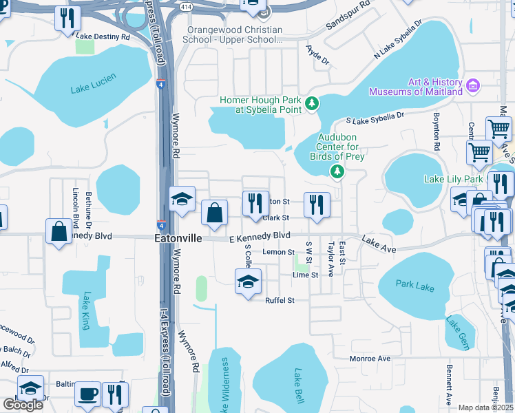 map of restaurants, bars, coffee shops, grocery stores, and more near 346 Eaton St in Eatonville
