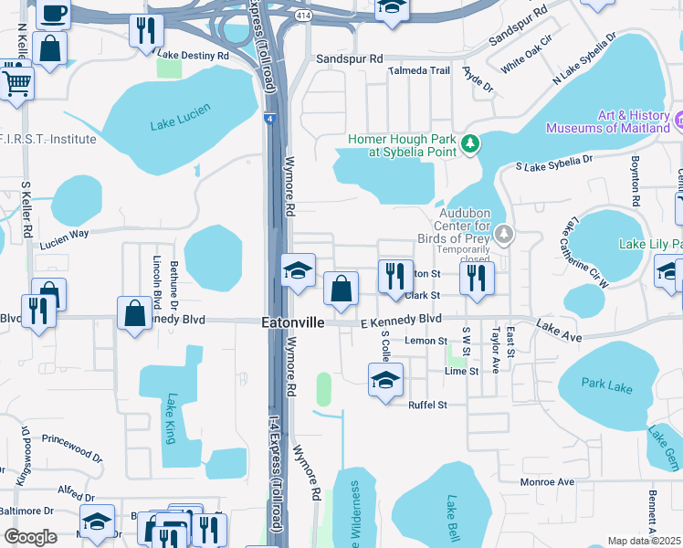 map of restaurants, bars, coffee shops, grocery stores, and more near 151 Gabriel Avenue in Eatonville