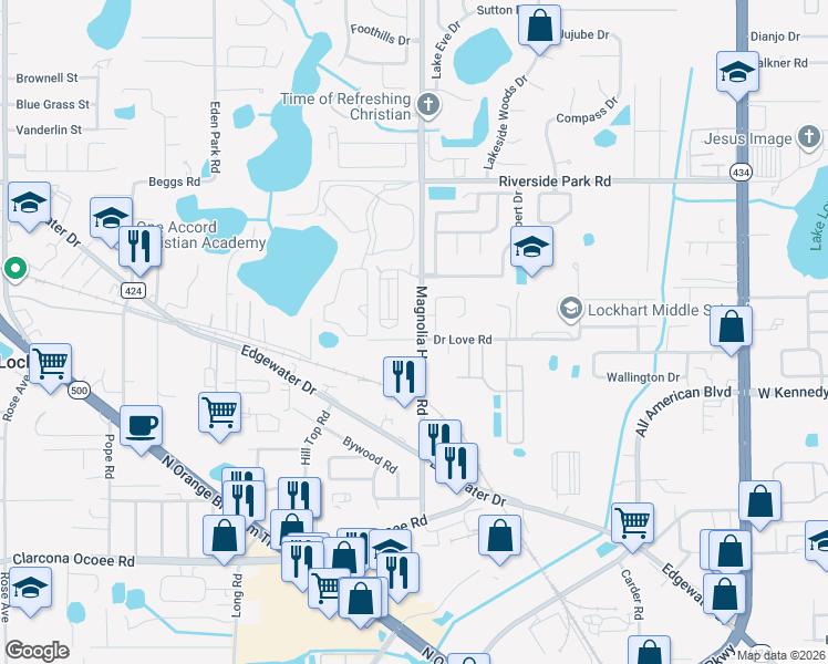 map of restaurants, bars, coffee shops, grocery stores, and more near in Lockhart