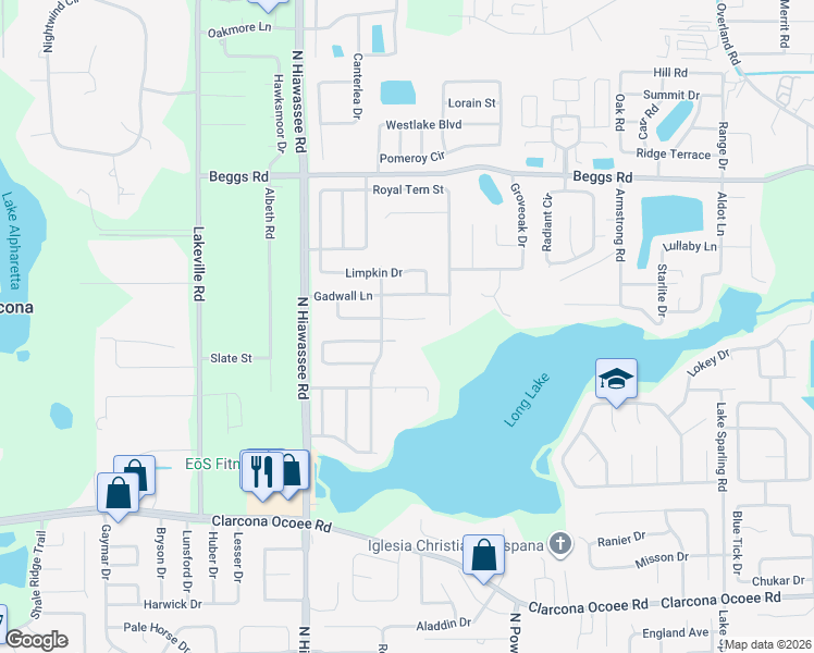 map of restaurants, bars, coffee shops, grocery stores, and more near 6727 Wigeon Place in Orlando