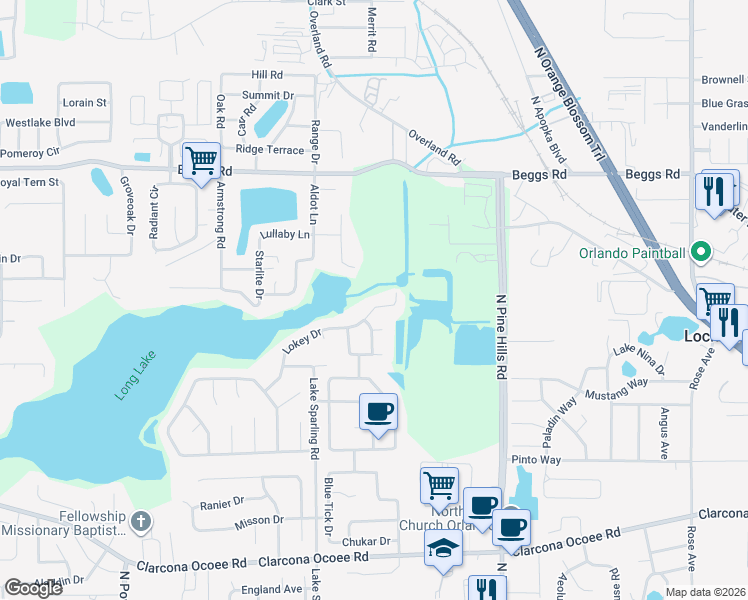 map of restaurants, bars, coffee shops, grocery stores, and more near 7302 Anstead Circle in Orlando